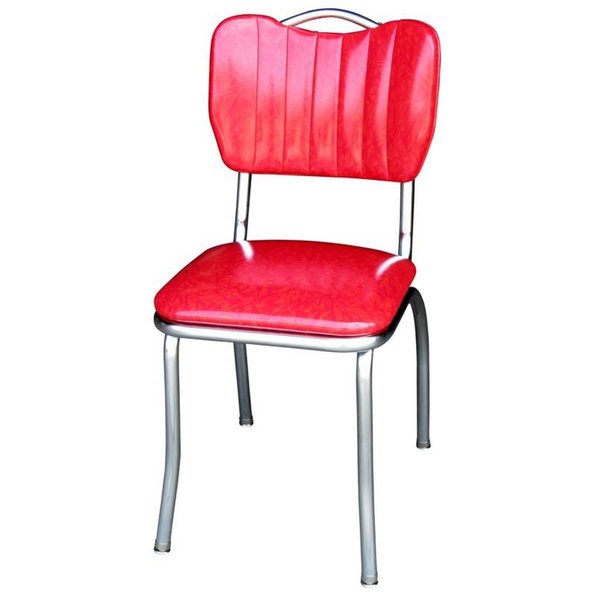 Richardson Seating Corp Richardson Seating Corp 4160CIR 4160 Handle Back Diner Chair -Cracked Ice Red- with Single Tone Channel Back and 1 in. Pulled Seat  - Chrome 4160CIR
